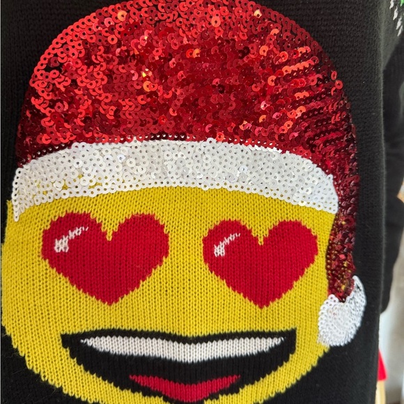 Ugly Christmas Festive sequence Emoji Sweater. Ptp 22” length 26” - Picture 2 of 7